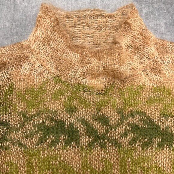 Talbots Sweater Women Medium Brown Coral‎ Stripe Mohair Crochet Cami VTG Fuzzy - Picture 2 of 13